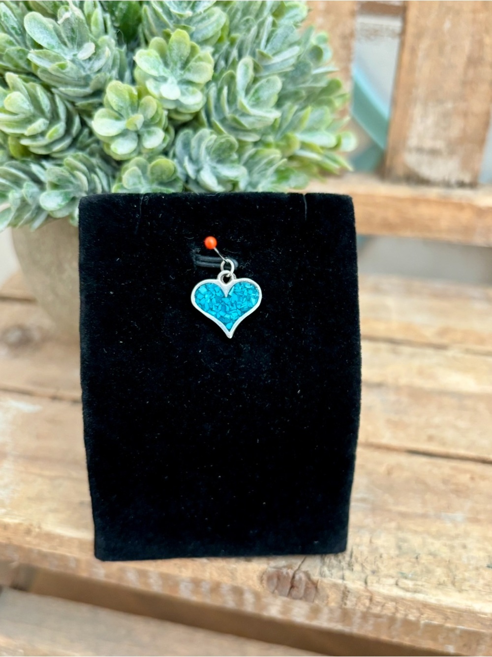 Handmade Genuine Turquoise Chip Heart Pendant